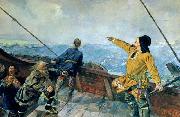 Christian Krohg Christian Krohg's painting of Leiv Eiriksson discover America, 1893 oil painting